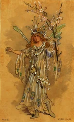 Eine Fee, Kostümentwurf für „Ein Sommernachtstraum“, inszeniert von R. Courtneidge im Princes Theatre, Manchester